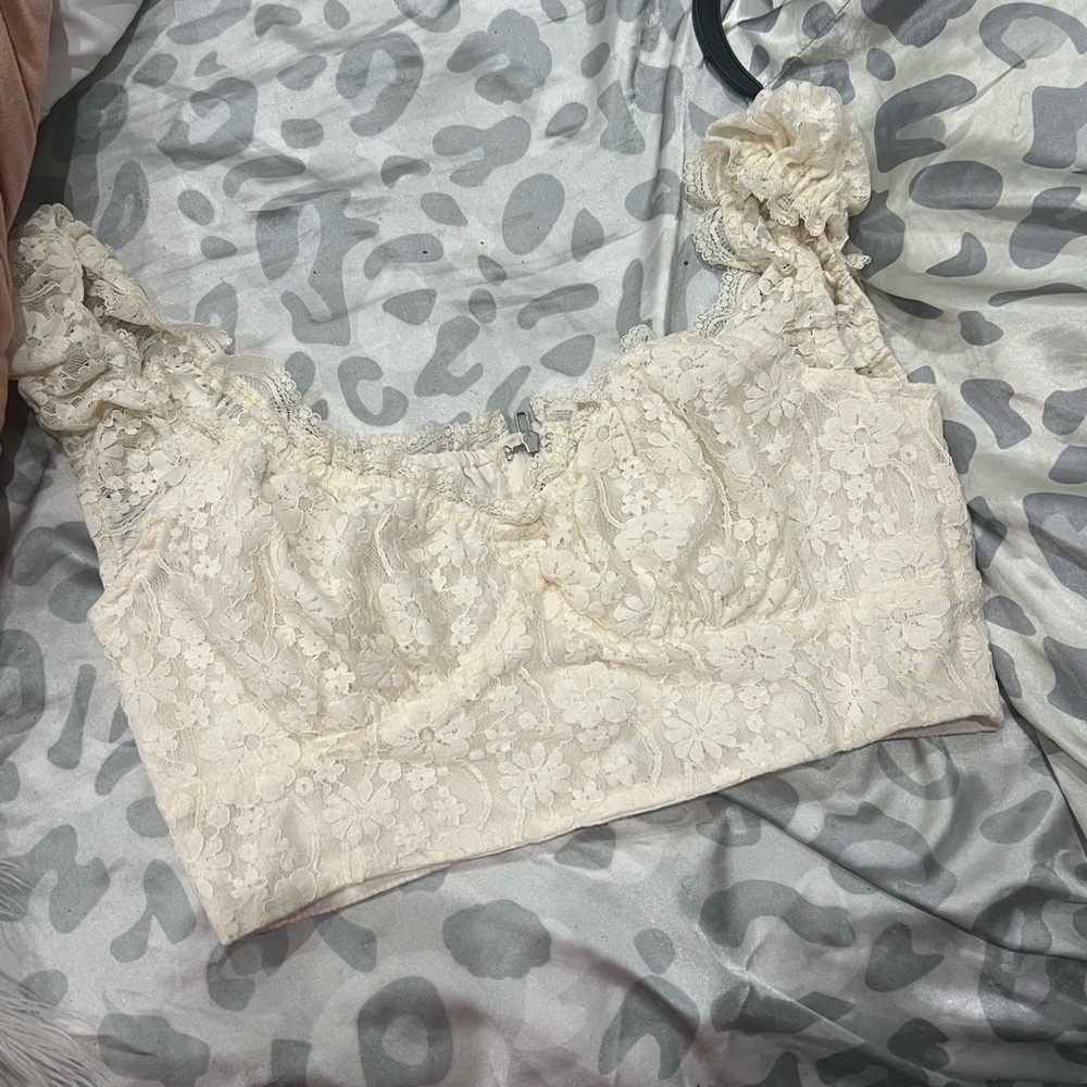 Elegant Cream Lace Crop Top